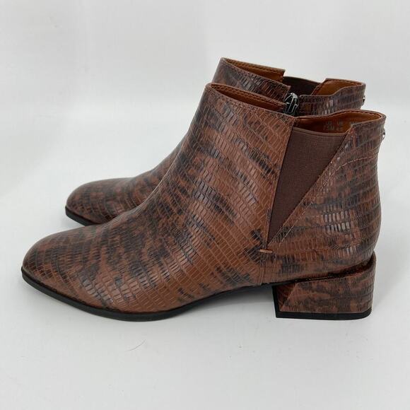 Franco Sarto Nico Ankle Boot Croc Embossed Block Heel Espresso Brown Size 7.5 - Picture 5 of 8